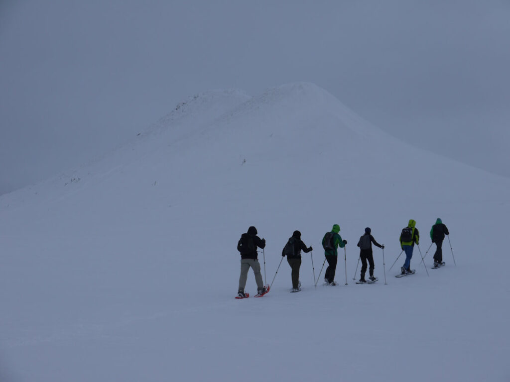 Tourengruppe unterwegs zum Südostgrat des Berges Städjan (1131 m) am 09.02.2015