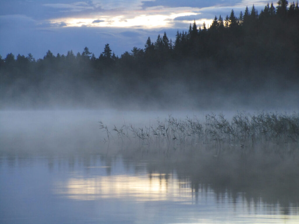 Abendstimmung am See Rattsjön (196 m) in Värmland am 10.08.2016