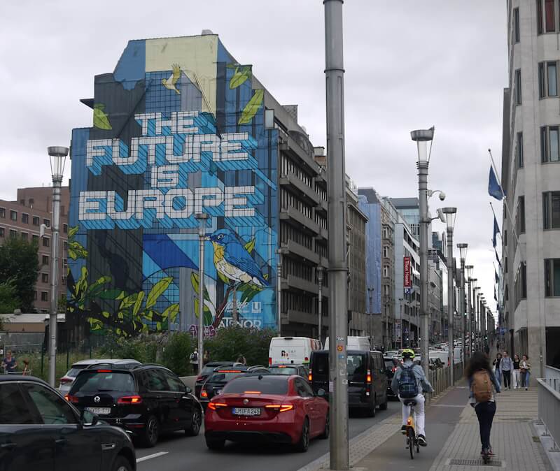 Wandplakat im Europa-Viertel der Stadt Brüssel am 07.07.2022.