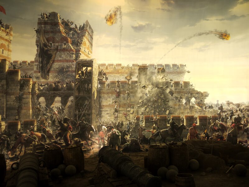 A section of the diorama entitled "Panorama 1453" in the modern-day megacity of Istanbul, depicting the siege and conquest of the world city of Constantinople in 1453, on September 4, 2023.